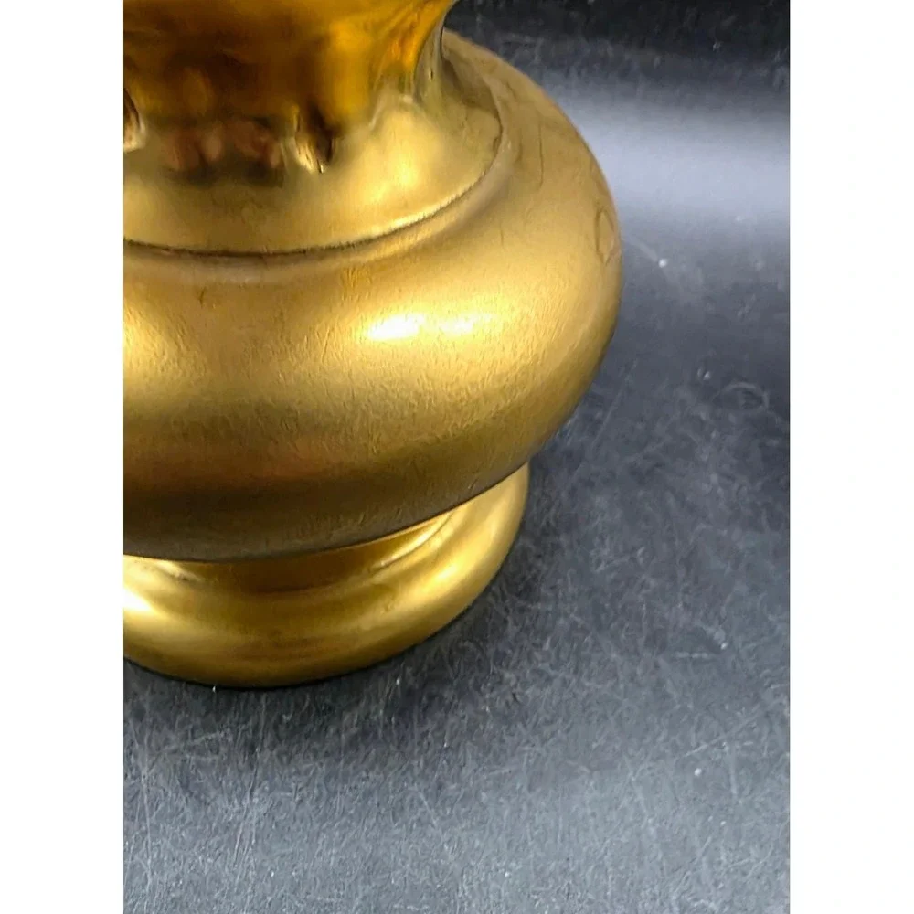 Rochelle Fine China 22K Gold Encrusted Ruffled Rim Vintage Pedestal Vase Gold 4
